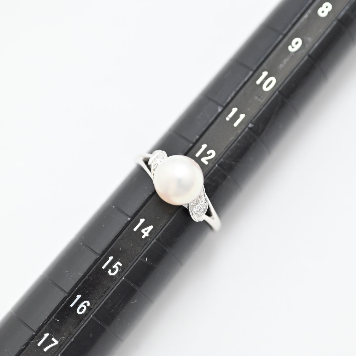 ミキモト MIKIMOTO K14WG ホワイトゴールド パール ダイヤ リング 13号 レディース  3512