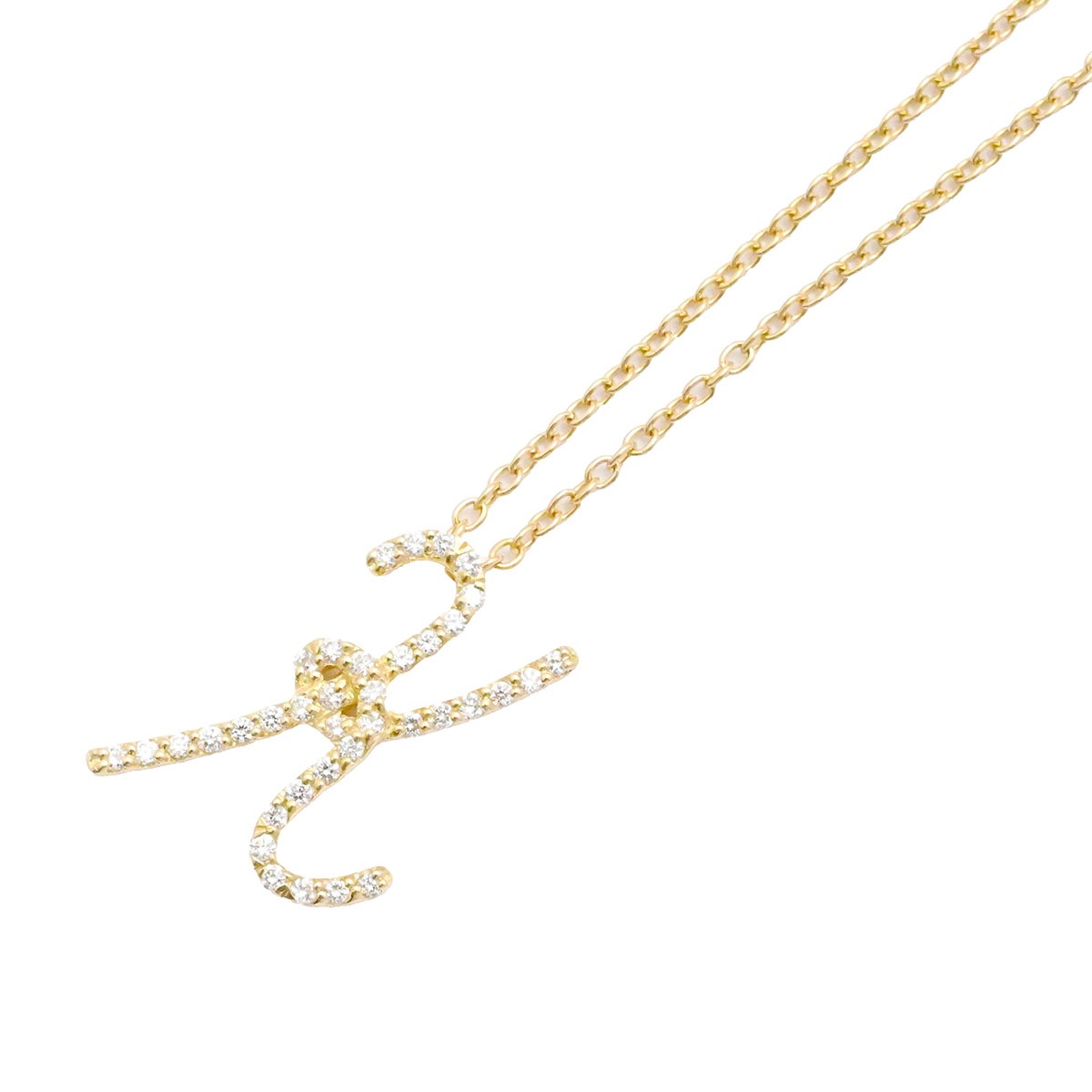 ポンテヴェキオ PONTE VECCHIO K18ＹG イエローゴールド イニシャルK アルファベット ダイヤ0.18ct ネックレス レディース  3593