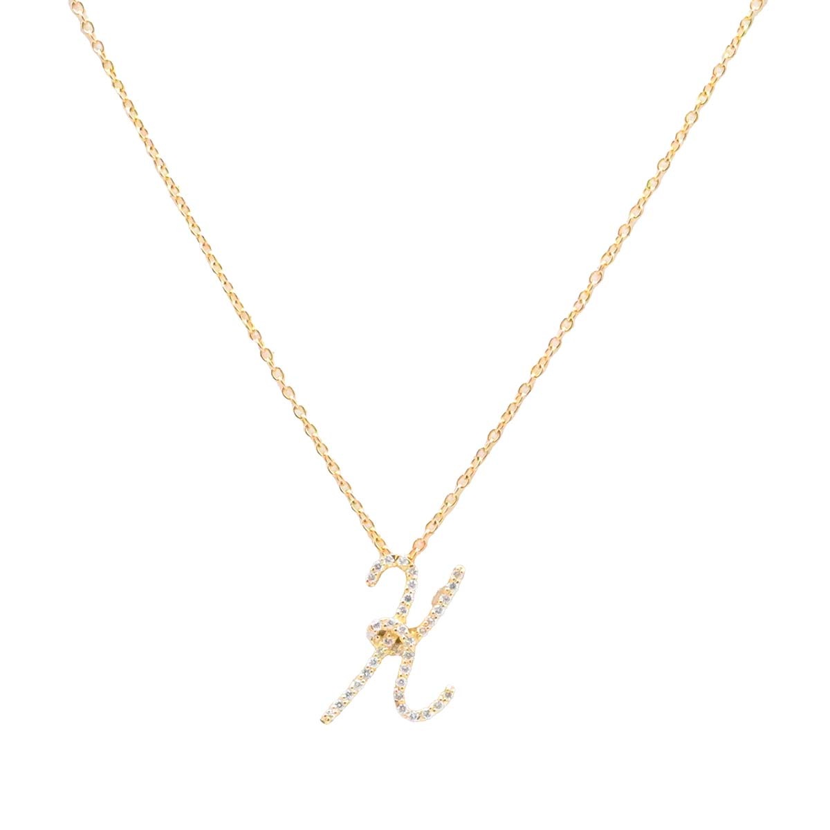 ポンテヴェキオ PONTE VECCHIO K18ＹG イエローゴールド イニシャルK アルファベット ダイヤ0.18ct ネックレス レディース  3593