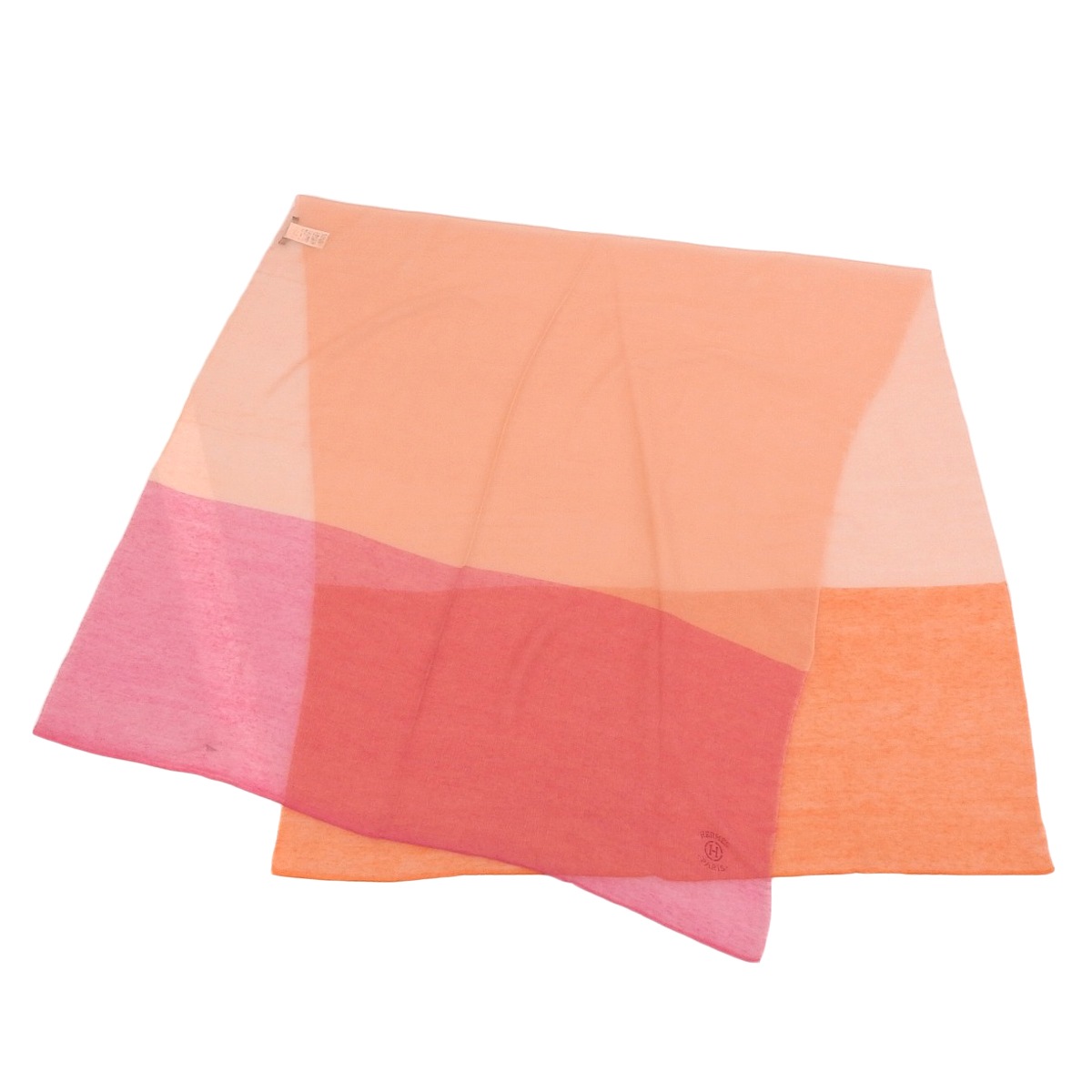 エルメス HERMES 大判 ストール 軽量素材 カシミヤ シルク ピンク×オレンジ レディース 4759