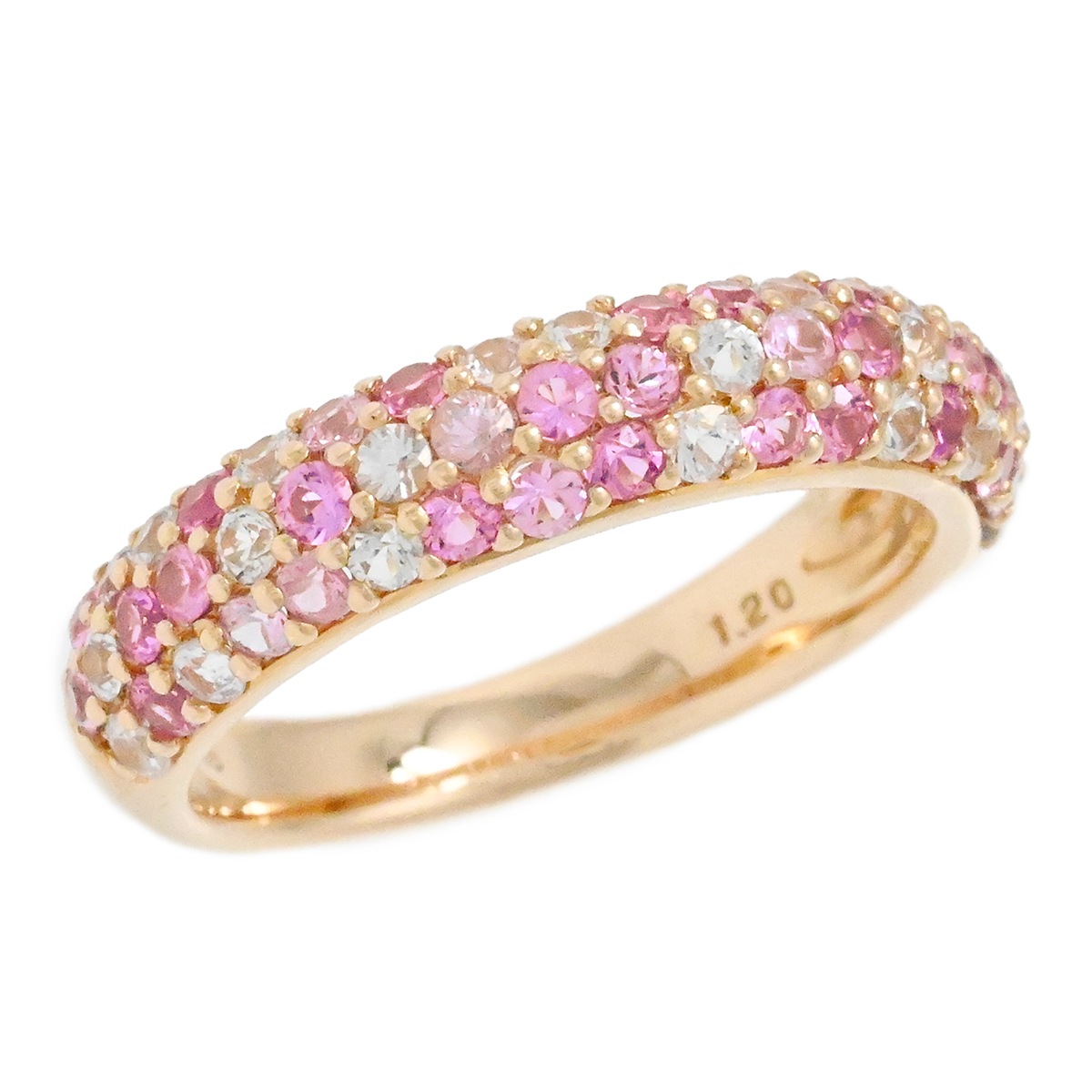 ノンブランド K18PG ピンクゴールド ピンクサファイア×マルチカラーサファイア 1.20ct リング サイズ12号 レディース ジュエリー  2058