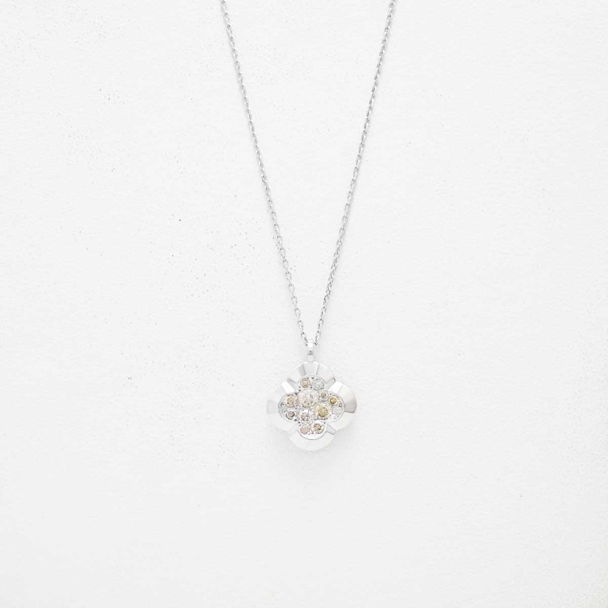 カシケイ Kashikey K18ＷG ホワイトゴールド 750WG アンフォゲッタブル クローバー ブラウンダイヤ0.40ct  ネックレス レディース  3516