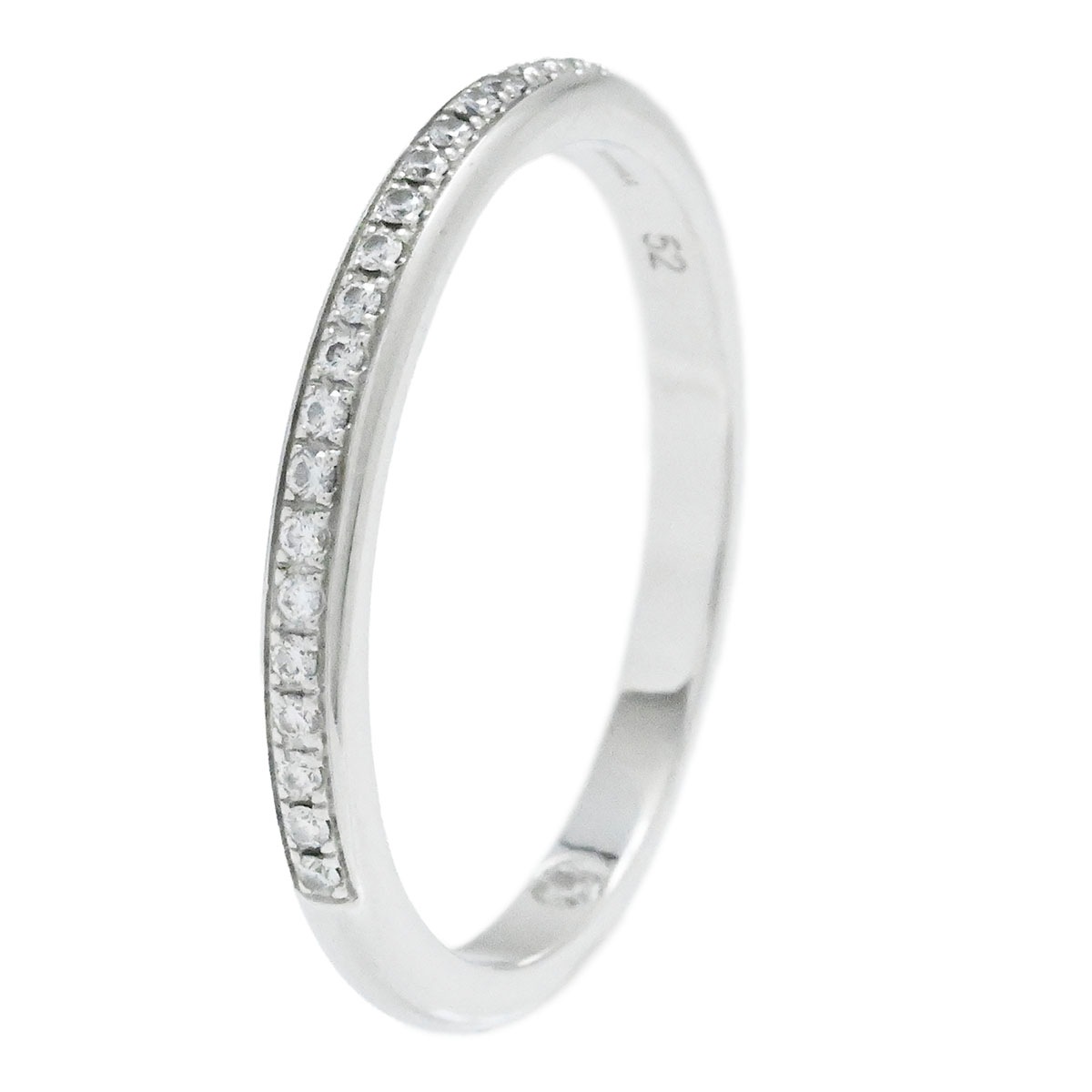 ブルガリ BVLGARI 750WG K18WG ホワイトゴールド ダイヤ ローマアモール ハーフエタニティリング サイズ52 レディース  3956
