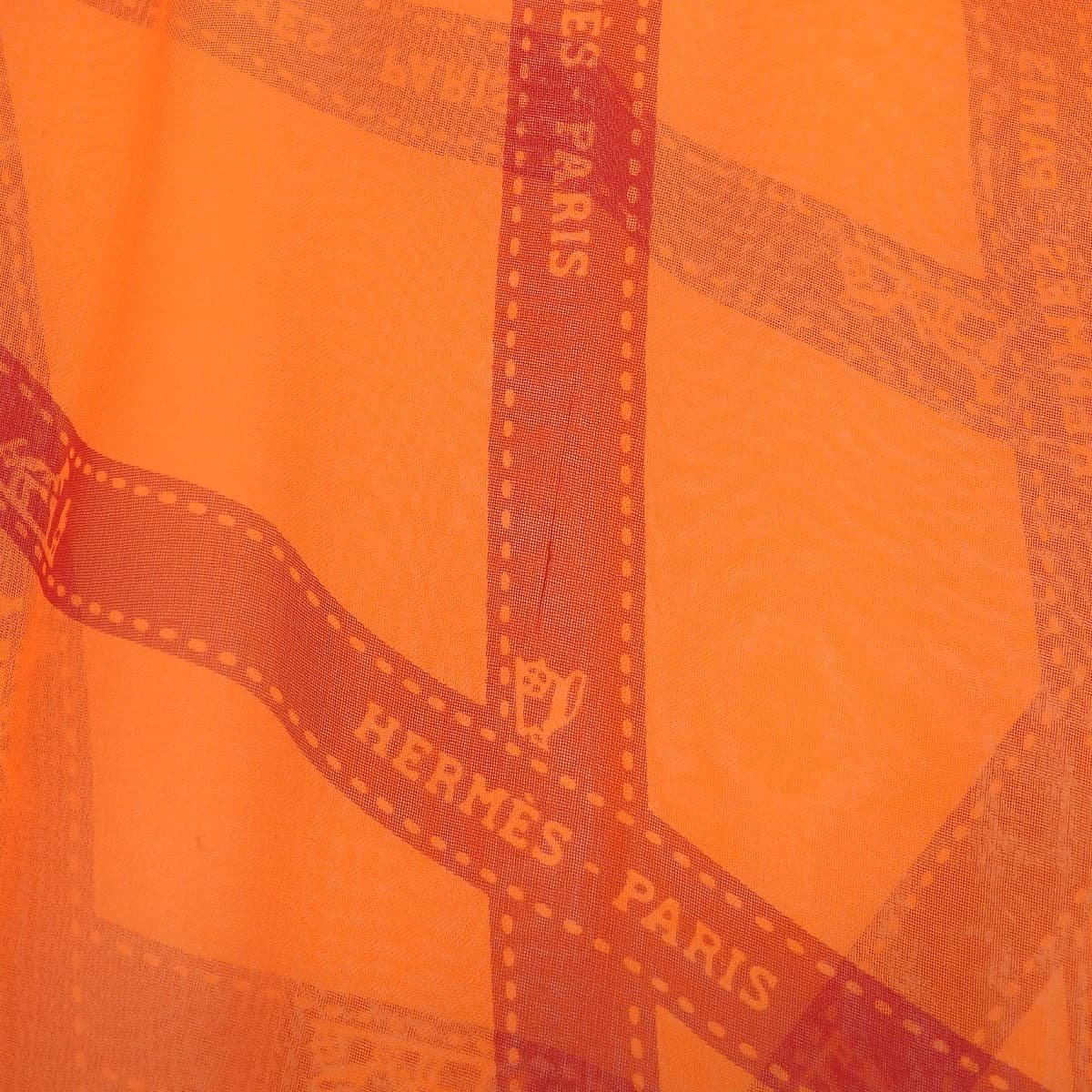 エルメス HERMES ボルデュックリボン シフォンスカーフ 軽量 シルク オレンジ レディース 4760