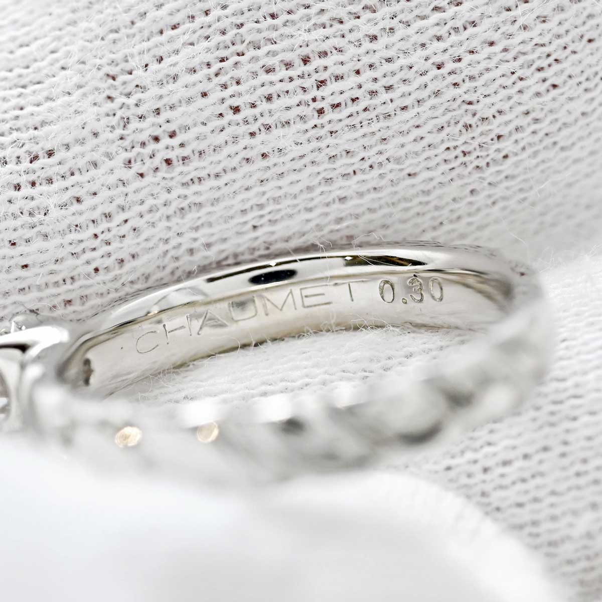 ショーメ CHAUMET Pt950 プラチナ ダイヤ0.30ct トルサード トリニティ リング 12号 レディース  3287
