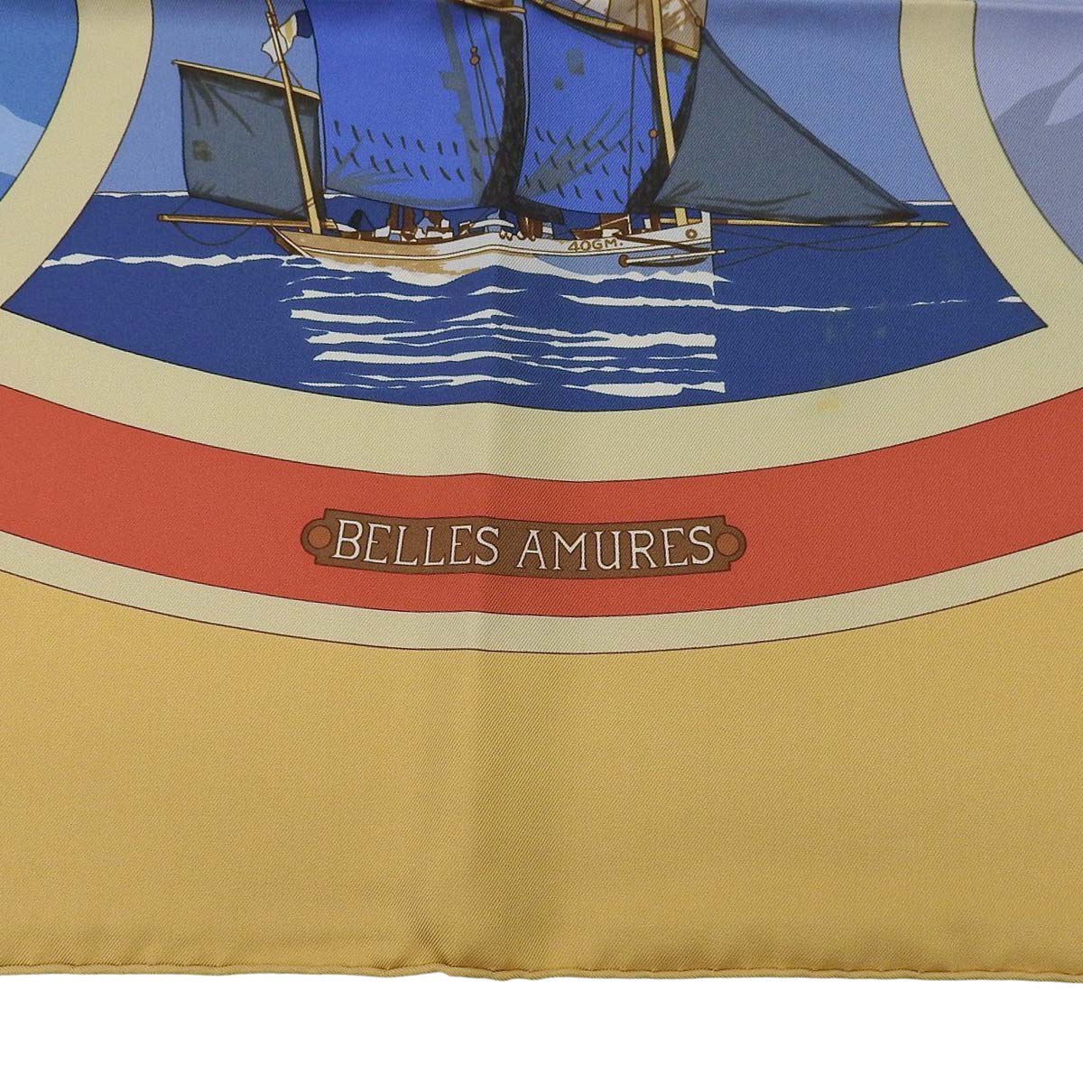 エルメス HERMES カレ90 BELLS AMURES 帆の美学 スカーフ シルク ベージュ系 レディース 4602