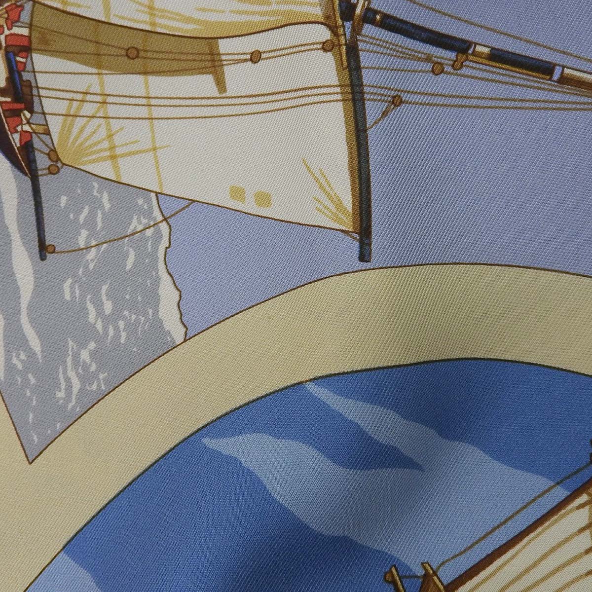 エルメス HERMES カレ90 BELLS AMURES 帆の美学 スカーフ シルク ベージュ系 レディース 4602