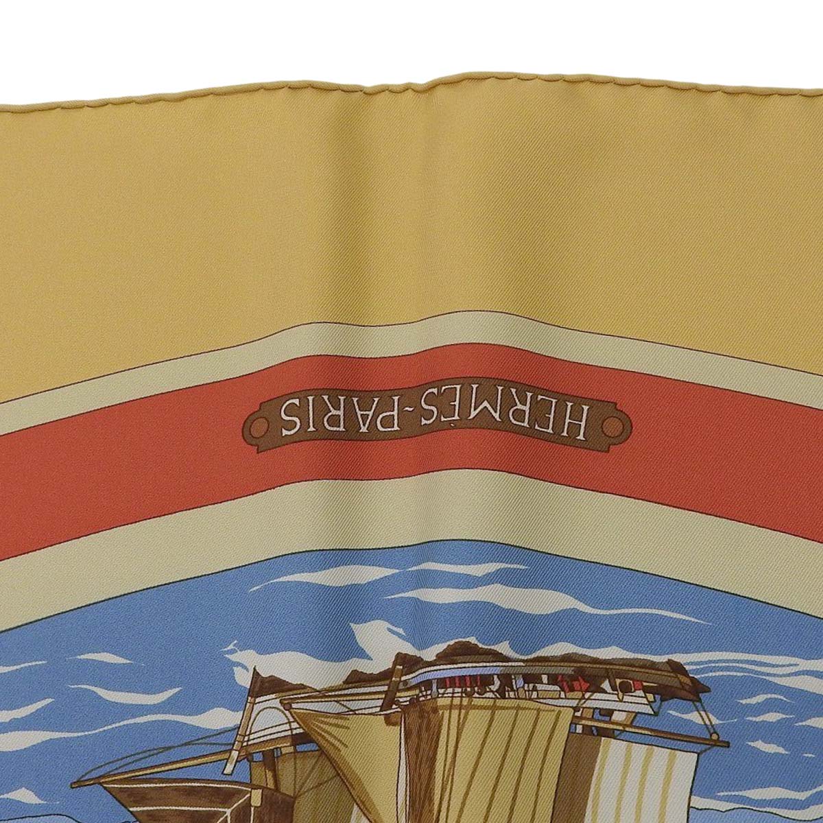 エルメス HERMES カレ90 BELLS AMURES 帆の美学 スカーフ シルク ベージュ系 レディース 4602