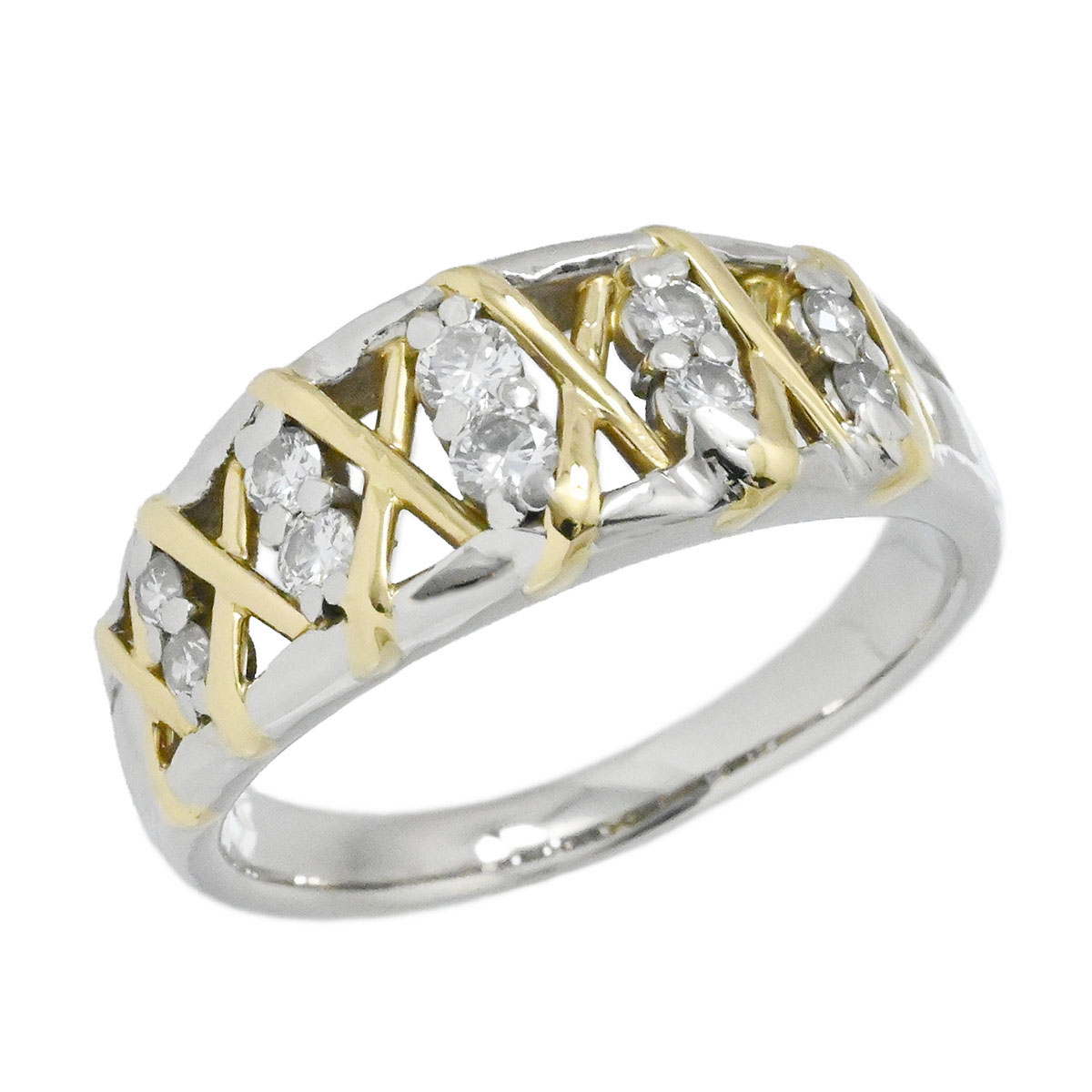 星の砂 HOSHINOSUNA K18YG/PT900 ダイヤ0.39ct イエローゴールド プラチナ ダイヤモンド リング サイズ17号 レディース  3957
