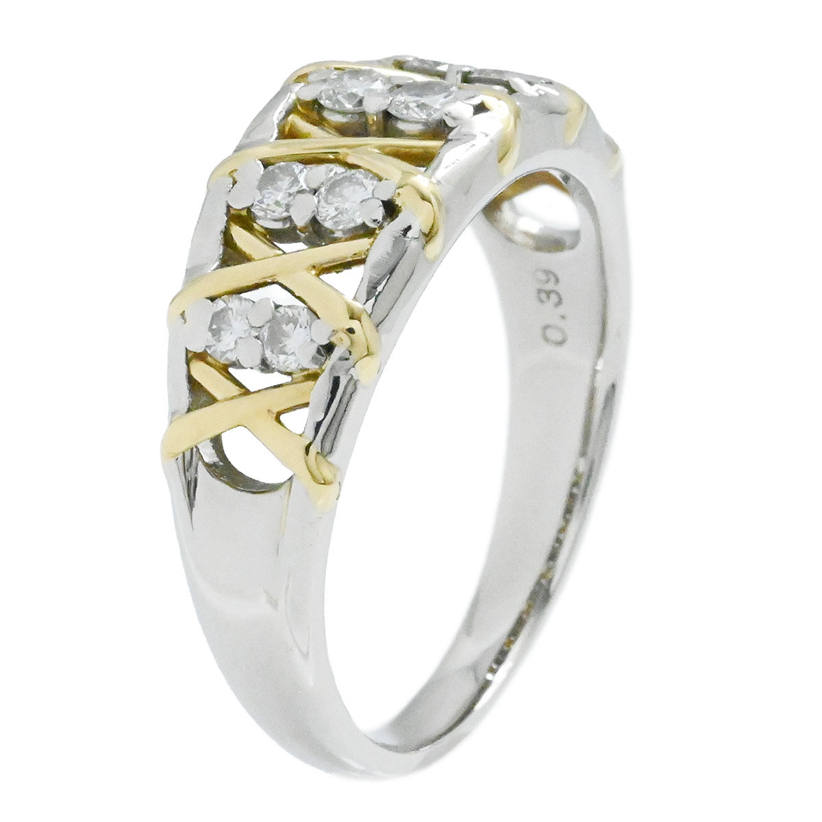 星の砂 HOSHINOSUNA K18YG/PT900 ダイヤ0.39ct イエローゴールド プラチナ ダイヤモンド リング サイズ17号 レディース  3957