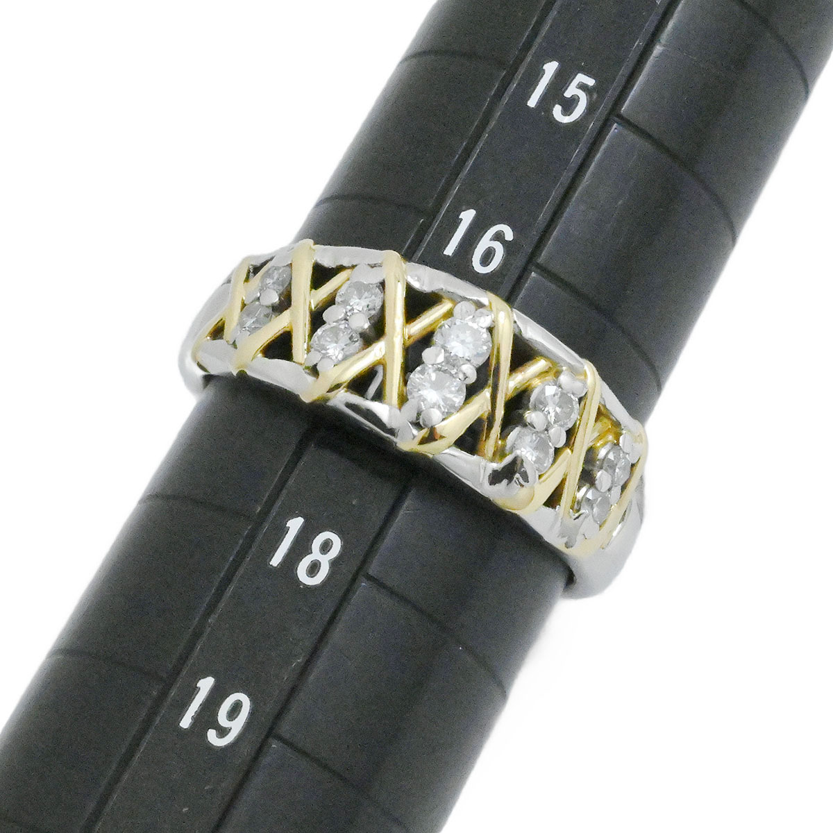 星の砂 HOSHINOSUNA K18YG/PT900 ダイヤ0.39ct イエローゴールド プラチナ ダイヤモンド リング サイズ17号 レディース  3957