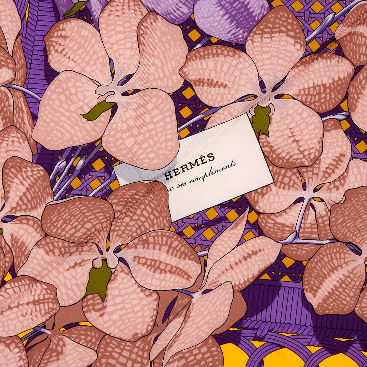 エルメス HERMES カレ90 SOUVENIRS D'ASIE アジアの想い出 プルメリア スカーフ シルク パープル レディース 4761