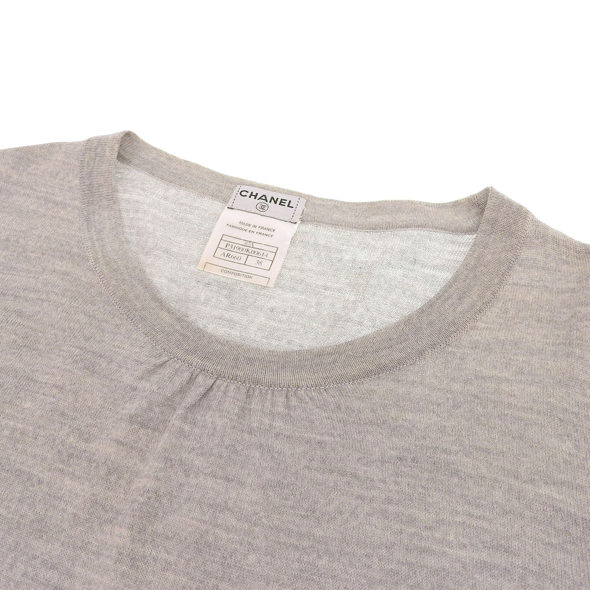 シャネル CHANEL ウールニットカットソー ウール グレー 38 レディース 07A P31900K00614 4010