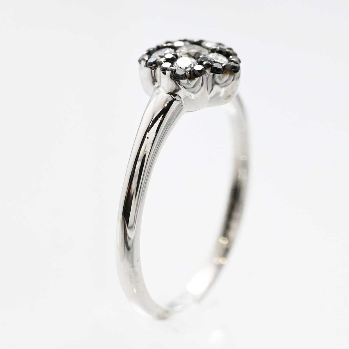 ポンテヴェキオ PONTE VECCHIO K18WG ホワイトゴールド ダイヤ0.26ct ブラックダイヤ0.10ct リング 12号  3424