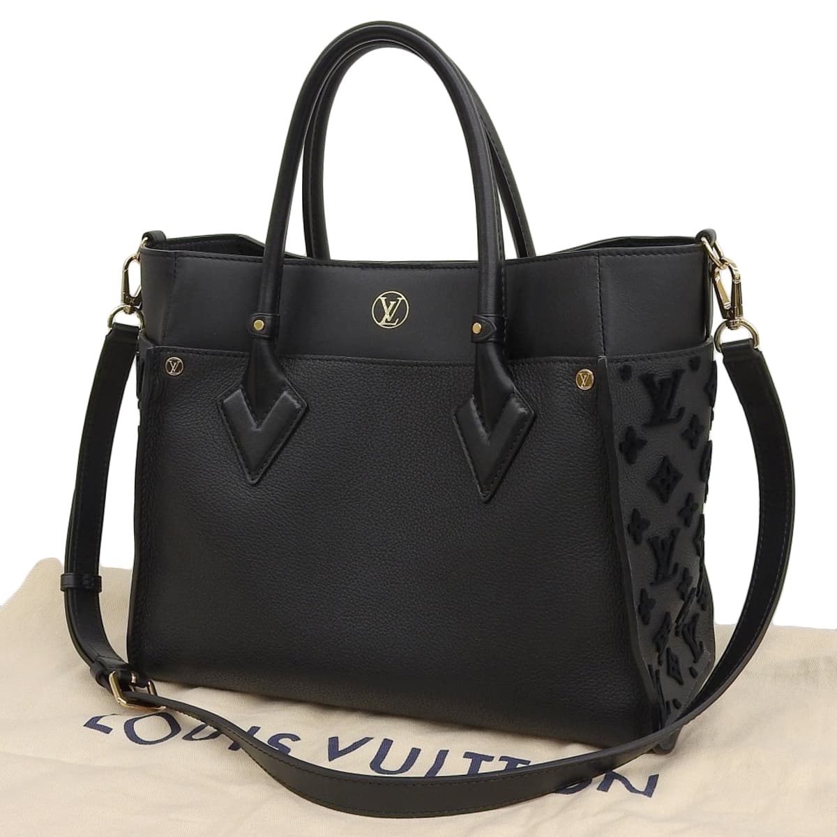 ルイヴィトン LOUIS VUITTON モノグラムタフタージュ オンマイサイドMM 2WAY ショルダーバッグ ハンドバッグ ノワール レディース M53826 4442