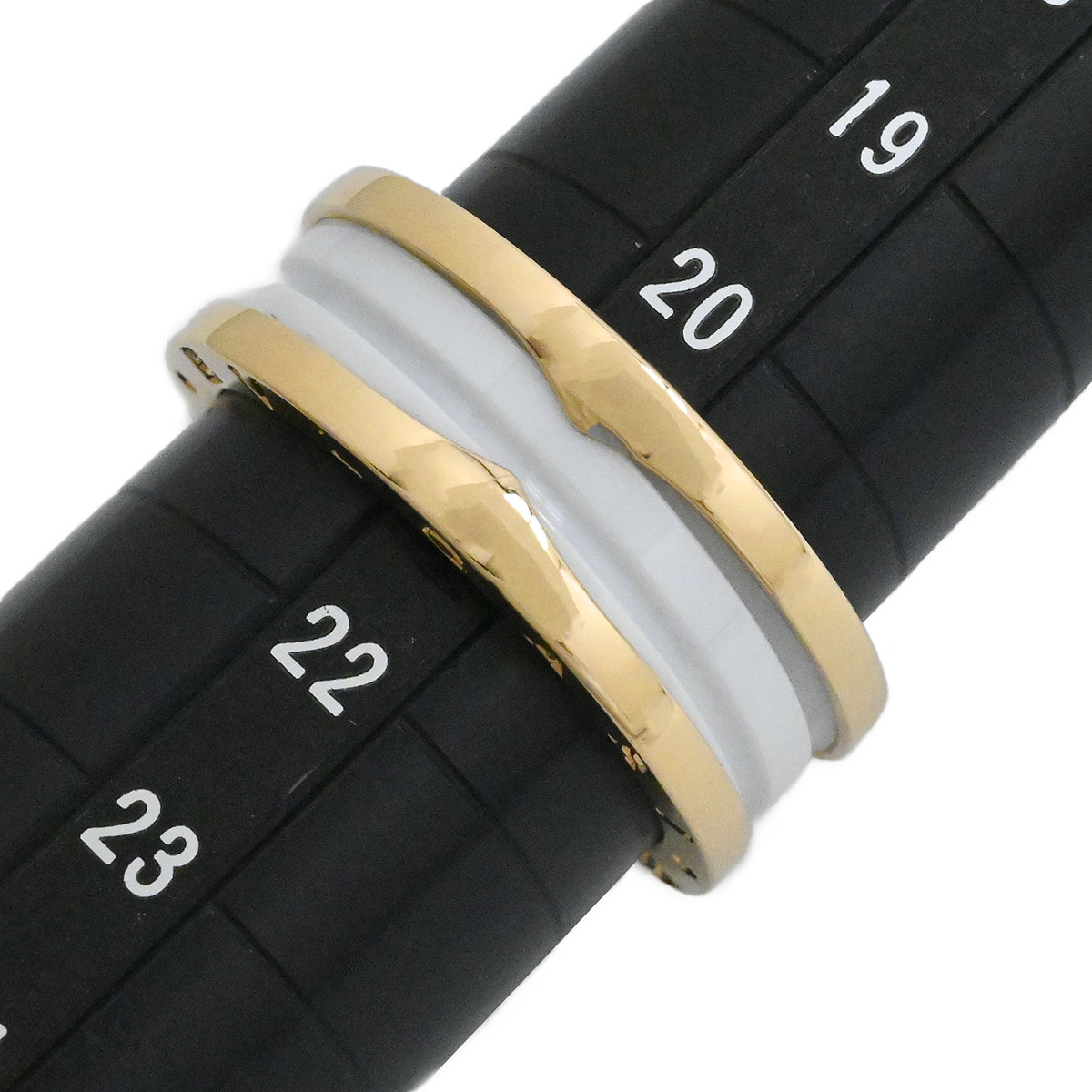 ブルガリ BVLGARI 750PG ピンクゴールド ビーゼロワン B-ZERO1 ホワイトセラミック 2バンドリング サイズ62 メンズ レディース  3879