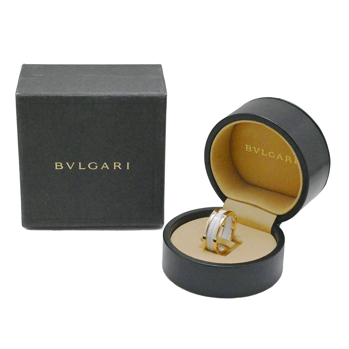 ブルガリ BVLGARI 750PG ピンクゴールド ビーゼロワン B-ZERO1 ホワイトセラミック 2バンドリング サイズ62 メンズ レディース  3879