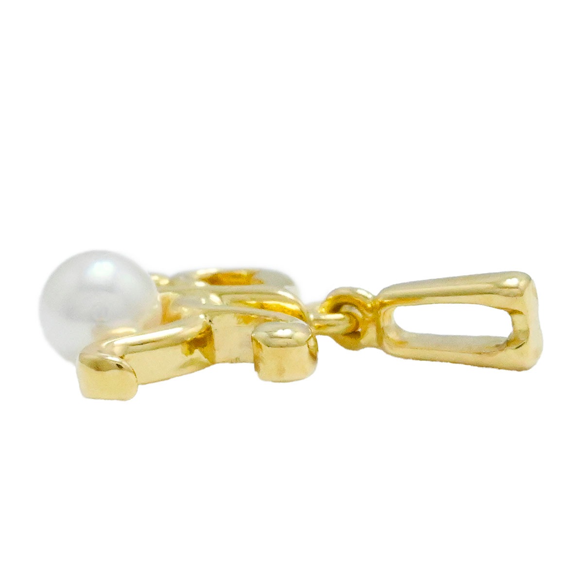 ミキモト MIKIMOTO K18YG イエローゴールド ベビーパール イニシャル ペンダントトップ チャーム レディース  3958