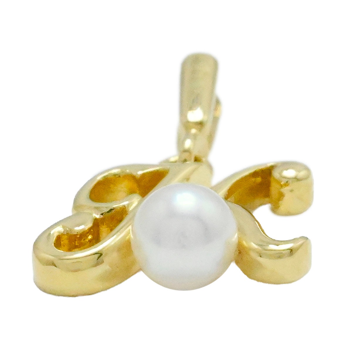 ミキモト MIKIMOTO K18YG イエローゴールド ベビーパール イニシャル ペンダントトップ チャーム レディース  3958