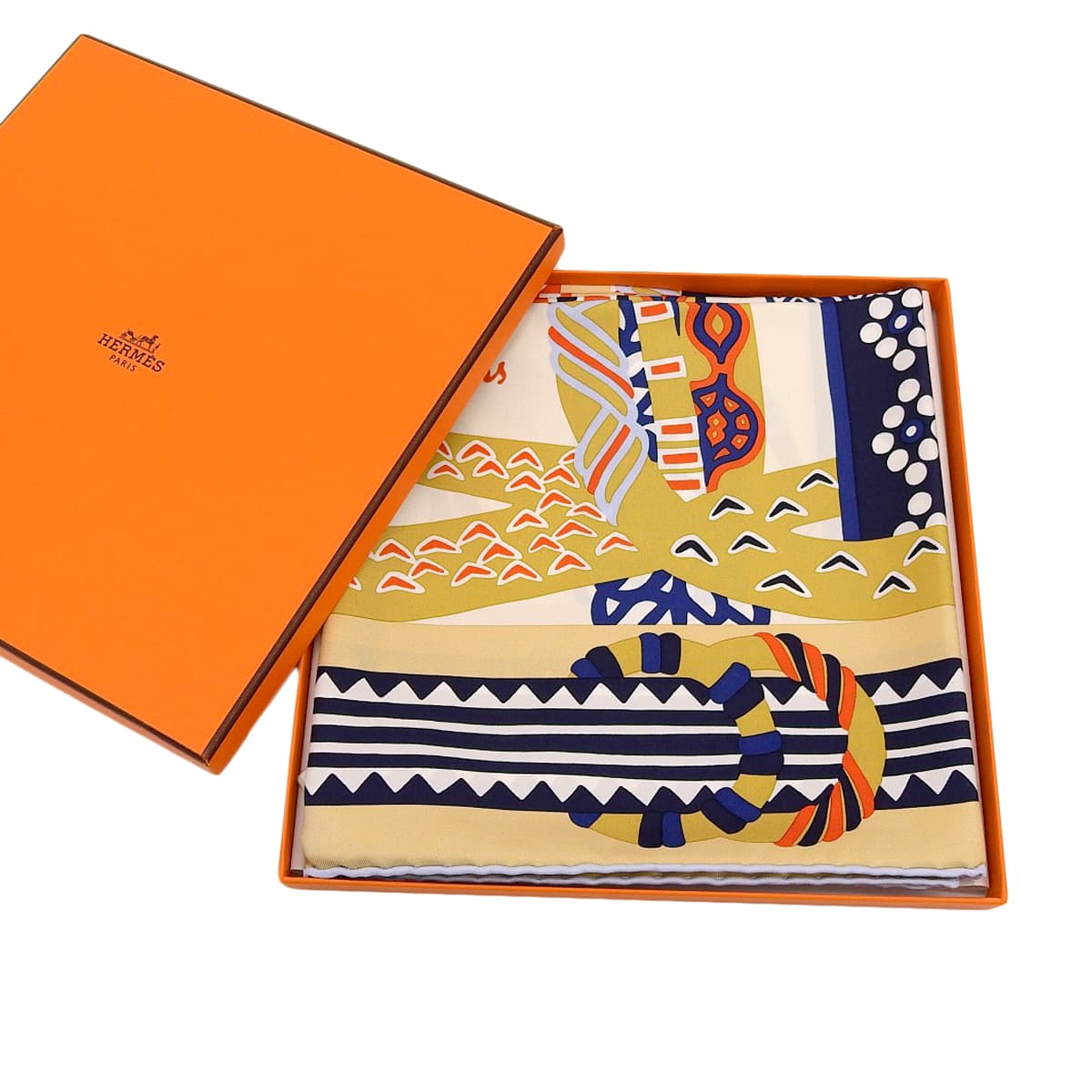 エルメス HERMES カレ90 FANTAISIE D'ETRIERS 鐙の幻想 スカーフ シルク ベージュ×マルチカラー レディース 4762