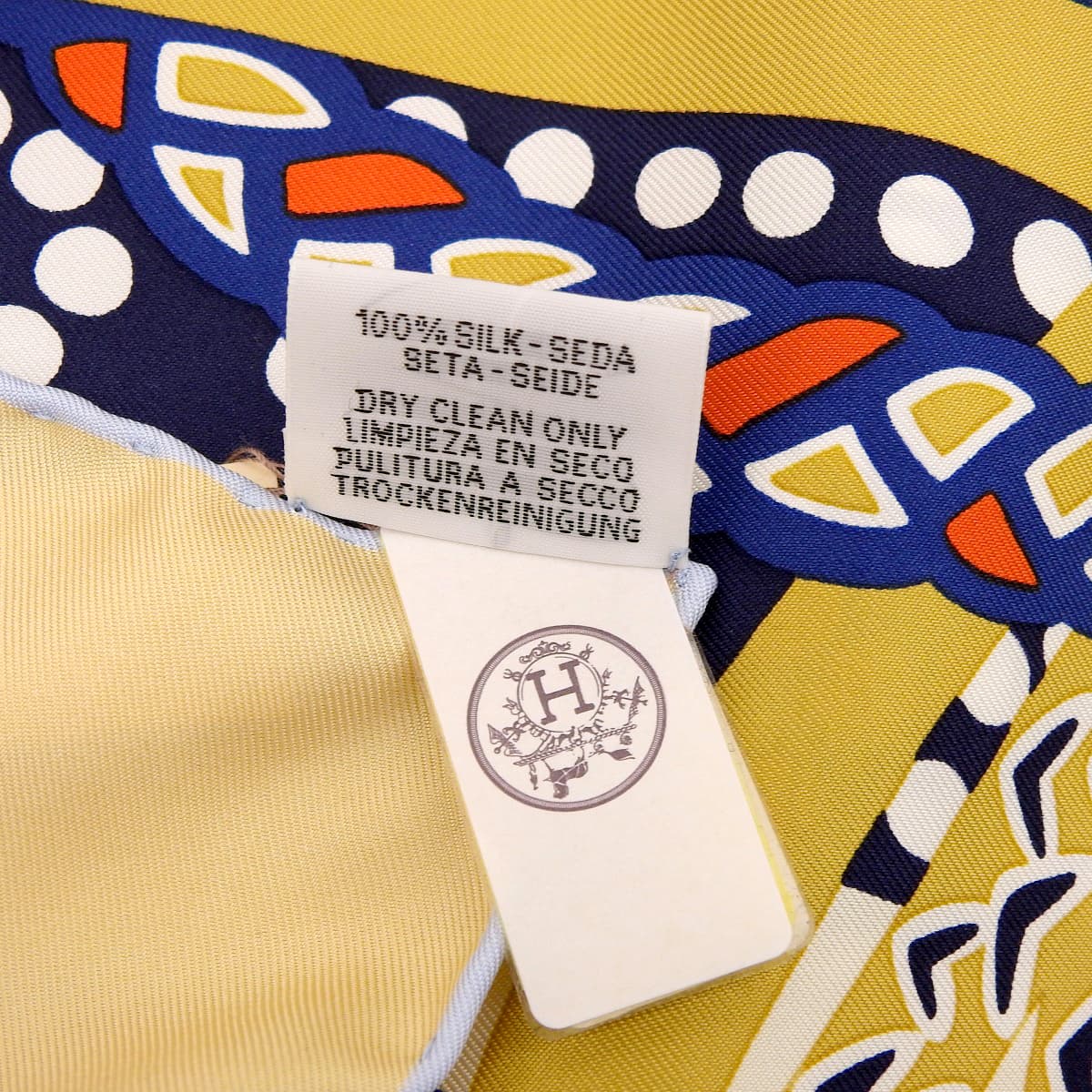 エルメス HERMES カレ90 FANTAISIE D'ETRIERS 鐙の幻想 スカーフ シルク ベージュ×マルチカラー レディース 4762