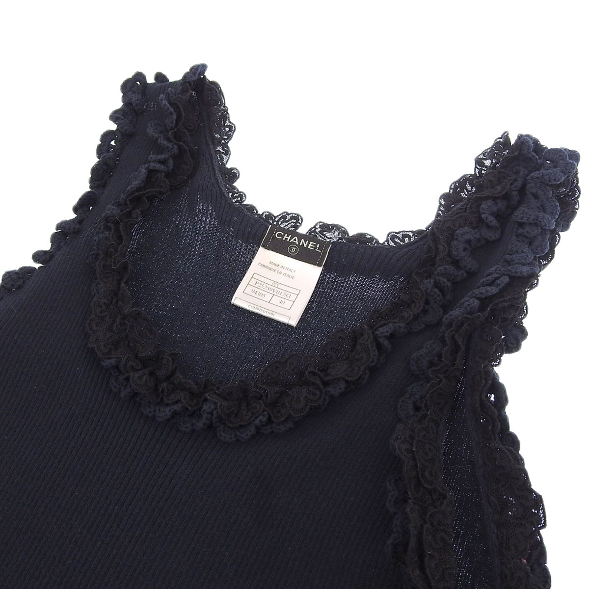 シャネル CHANEL ノースリーブ トップス タンクトップ コットン ネイビー 40 レディース 05C P25259V01783 4011