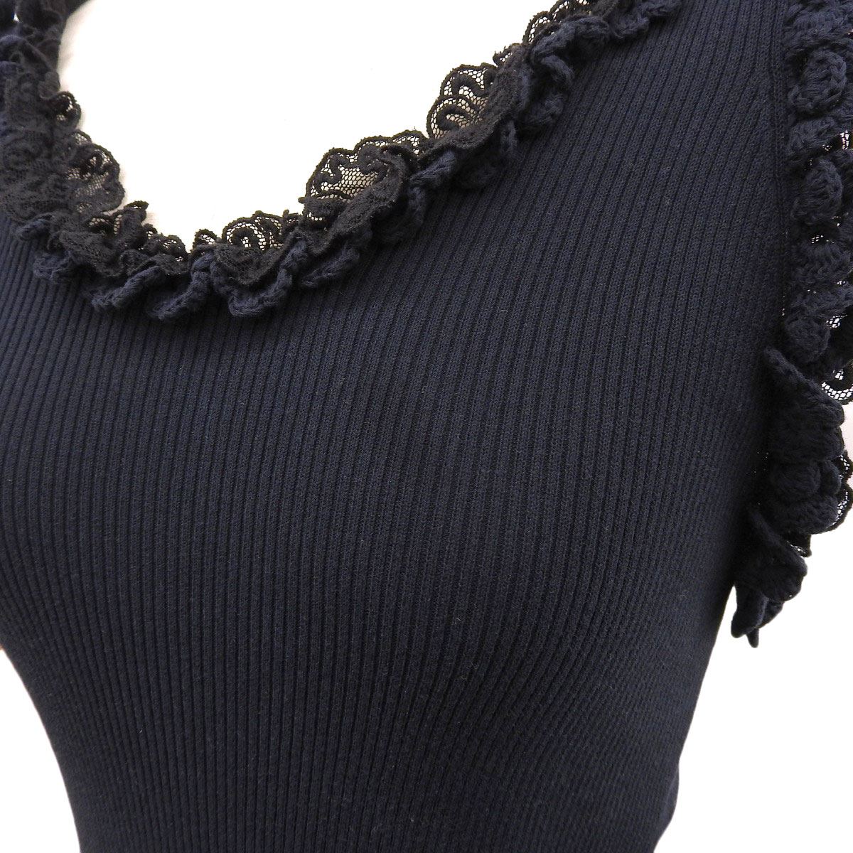 シャネル CHANEL ノースリーブ トップス タンクトップ コットン ネイビー 40 レディース 05C P25259V01783 4011