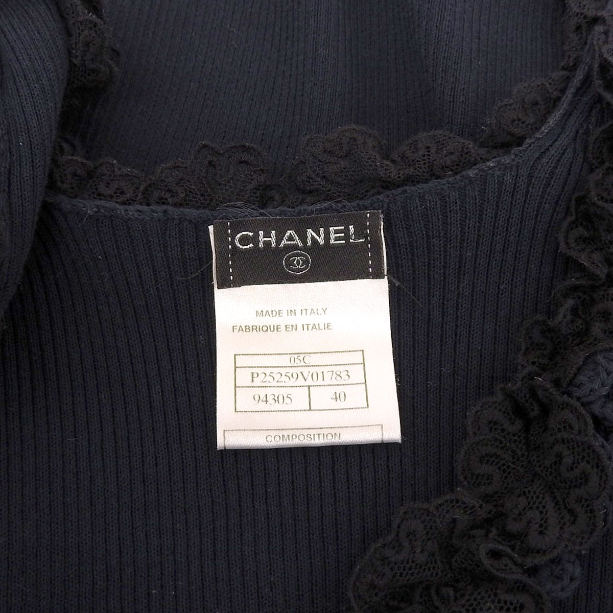 シャネル CHANEL ノースリーブ トップス タンクトップ コットン ネイビー 40 レディース 05C P25259V01783 4011
