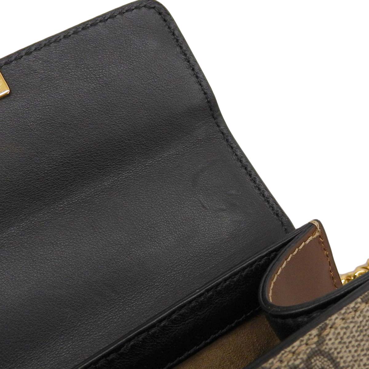 グッチ GUCCI パドロック チェーンショルダー ショルダーバッグ GGスプリームキャンバス レザー ブラック×ベージュ系 レディース  4294