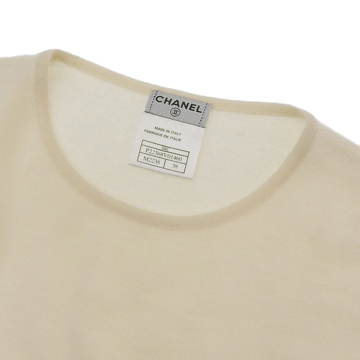 シャネル CHANEL ニット ベスト ノースリーブニット カシミヤ100% 白×ピンク×緑 サイズ38 レディース 04C 4443