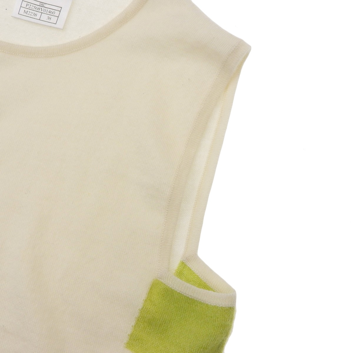 シャネル CHANEL ニット ベスト ノースリーブニット カシミヤ100% 白×ピンク×緑 サイズ38 レディース 04C 4443