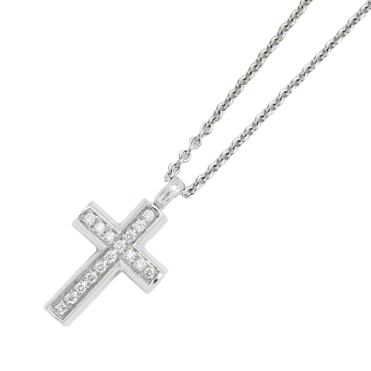 ブルガリ BVLGARI 750WG K18WG ホワイトゴールド デミパヴェラテンクロスネックレス レディース メンズ  3880