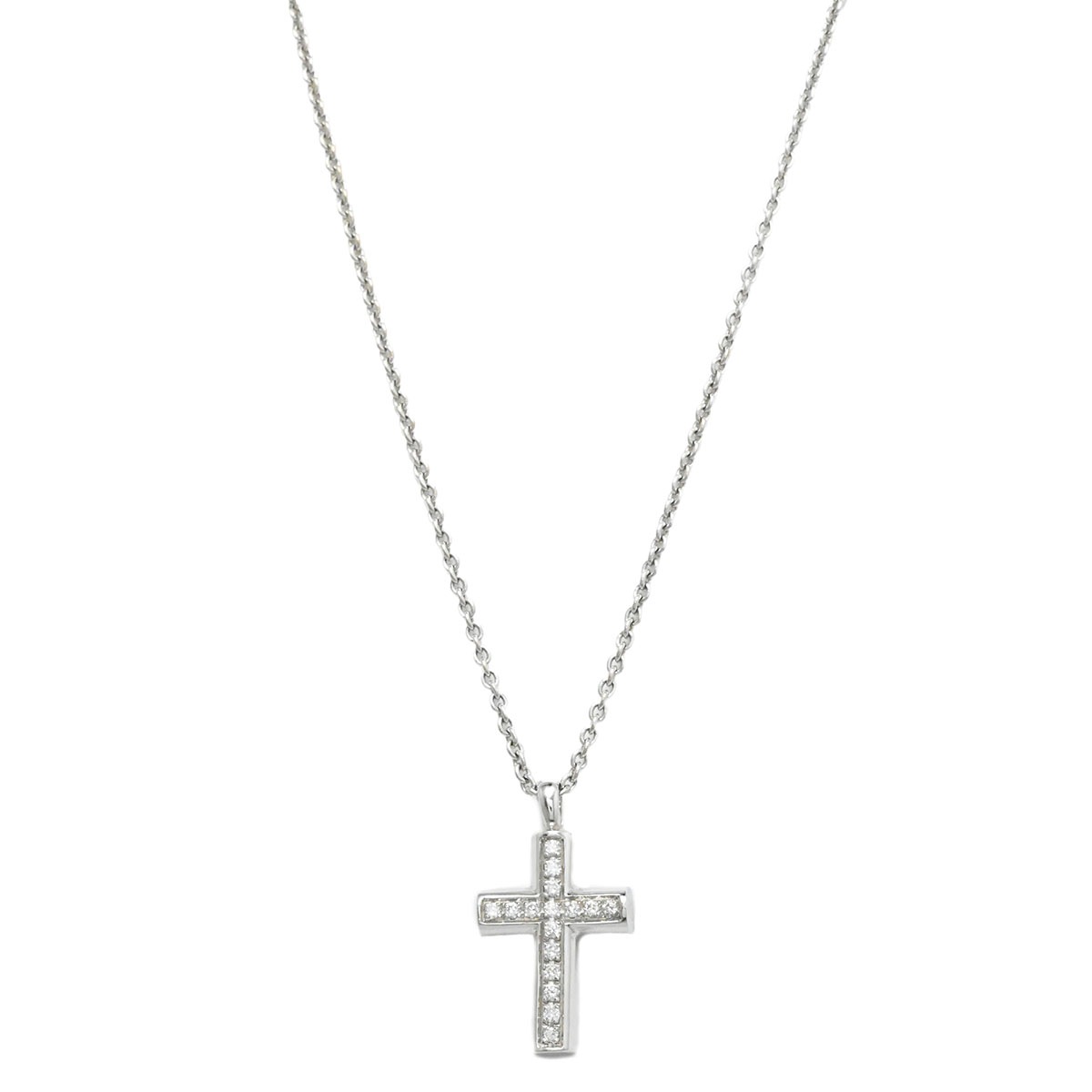 ブルガリ BVLGARI 750WG K18WG ホワイトゴールド デミパヴェラテンクロスネックレス レディース メンズ  3880