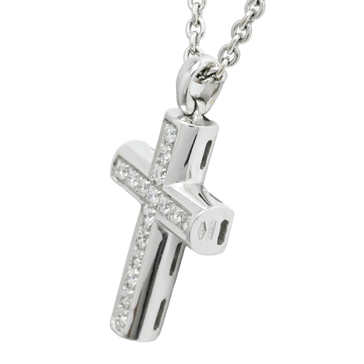 ブルガリ BVLGARI 750WG K18WG ホワイトゴールド デミパヴェラテンクロスネックレス レディース メンズ  3880