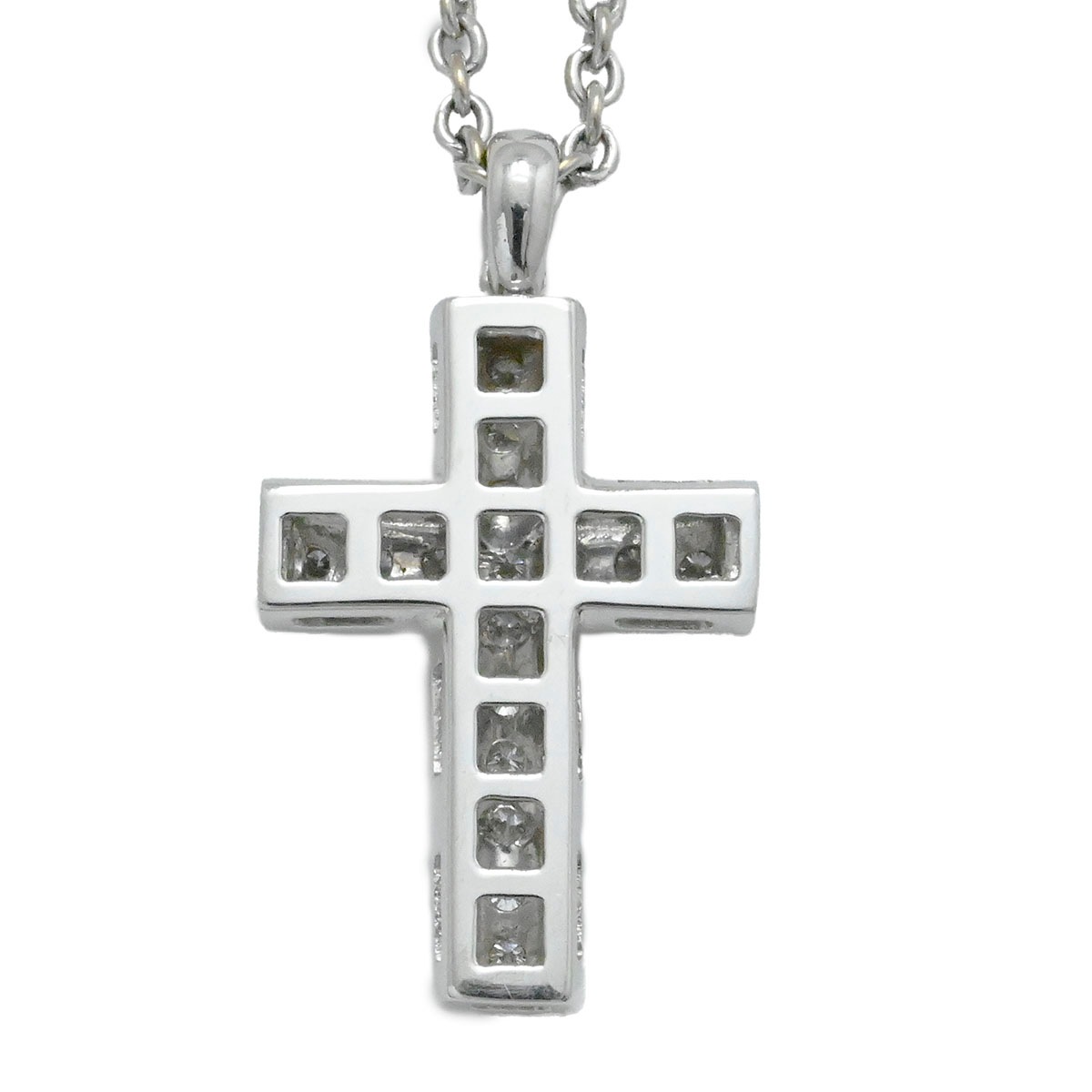 ブルガリ BVLGARI 750WG K18WG ホワイトゴールド デミパヴェラテンクロスネックレス レディース メンズ  3880