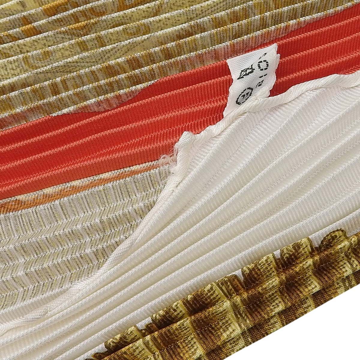 エルメス HERMES Poste et Cavlerie サーベルの飾り袋 プリーツスカーフ シルク ホワイト×ゴールド マルチカラー レディース 4705