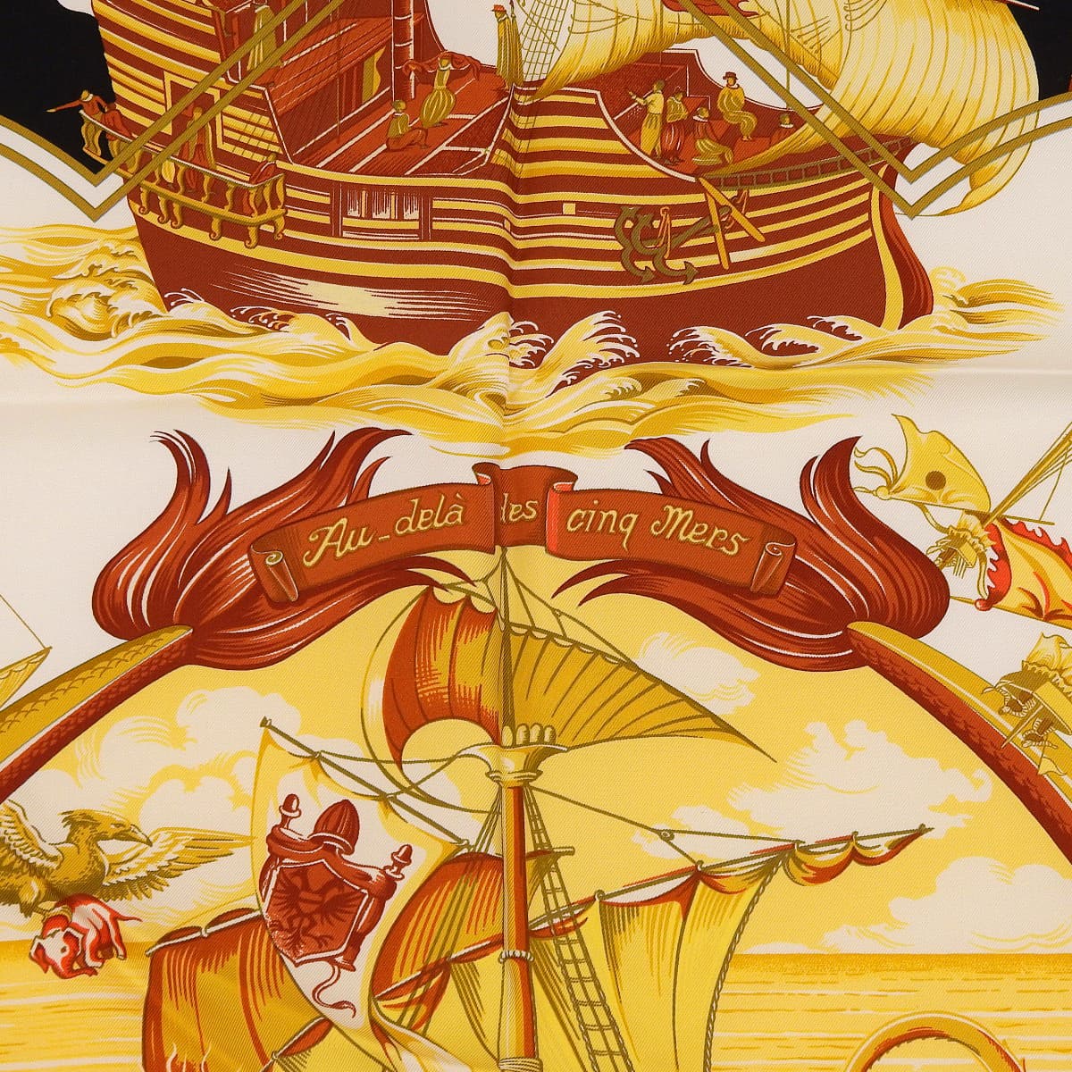 エルメス HERMES カレ90 Au-dera des cing mers 5つの海を越えて スカーフ シルク ブラック レディース 4763