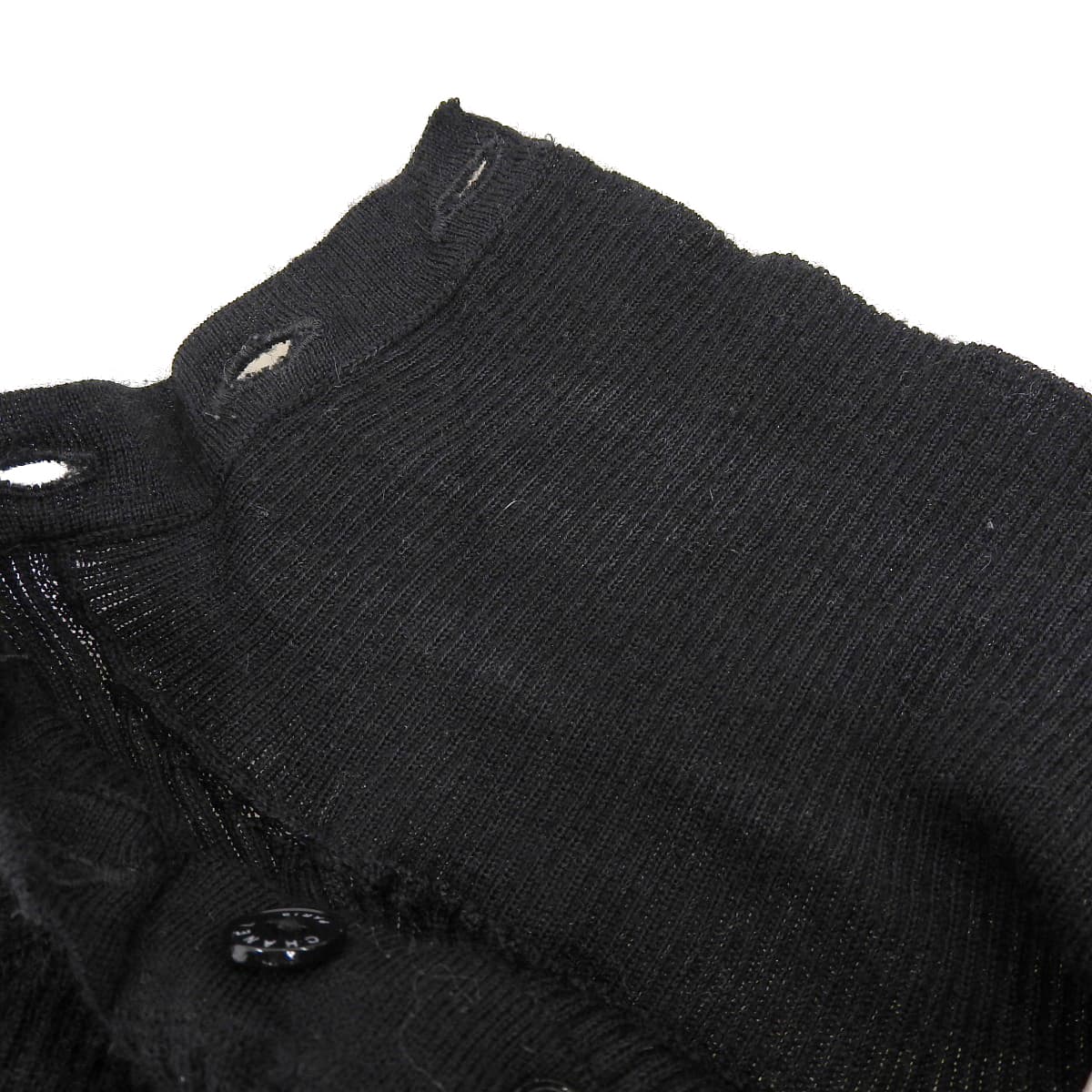 シャネル CHANEL ハイネック リブ ニット 七分袖 カシミヤ シルク ブラック サイズ38  レディース 03A 4444