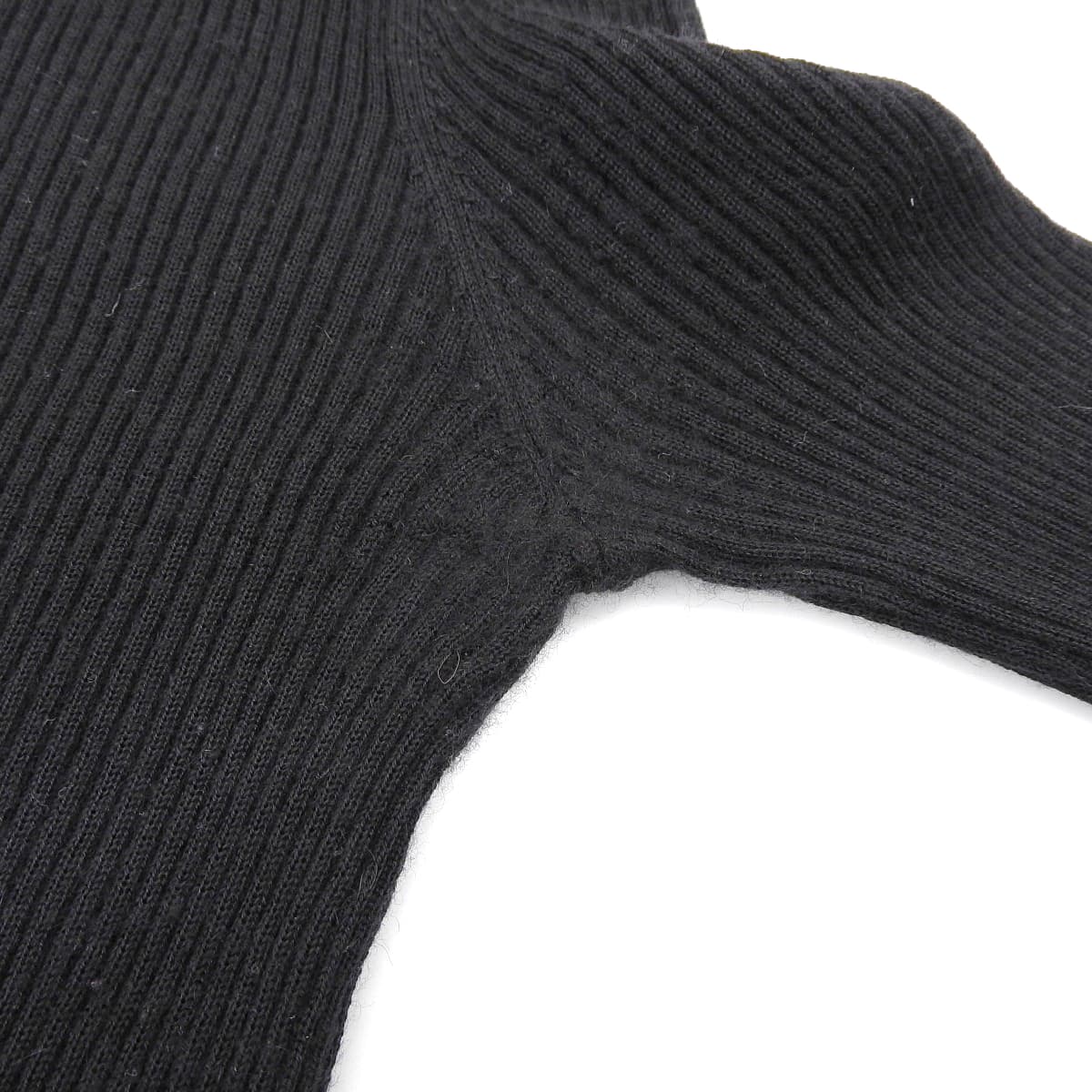 シャネル CHANEL ハイネック リブ ニット 七分袖 カシミヤ シルク ブラック サイズ38  レディース 03A 4444