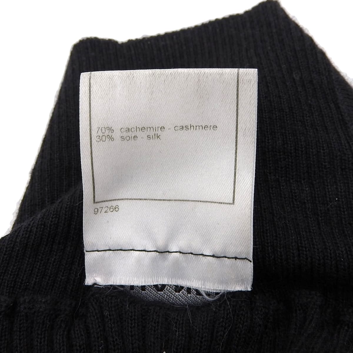 シャネル CHANEL ハイネック リブ ニット 七分袖 カシミヤ シルク ブラック サイズ38  レディース 03A 4444