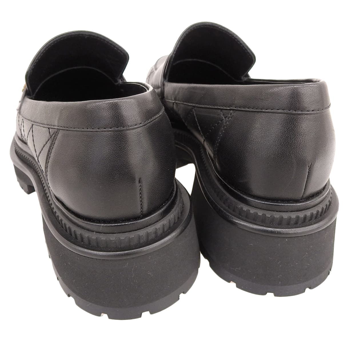 シャネル CHANEL ココマーク ローファー 36C レザー ブラック ゴールド金具 レディース G45074 マトラッセ 厚底 4764