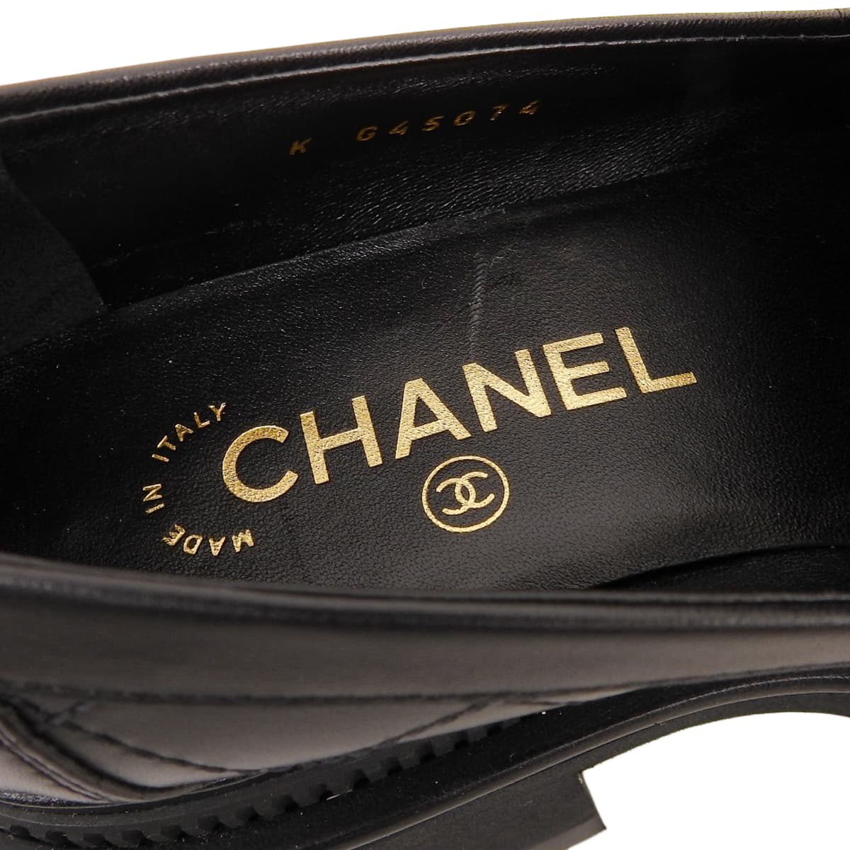シャネル CHANEL ココマーク ローファー 36C レザー ブラック ゴールド金具 レディース G45074 マトラッセ 厚底 4764