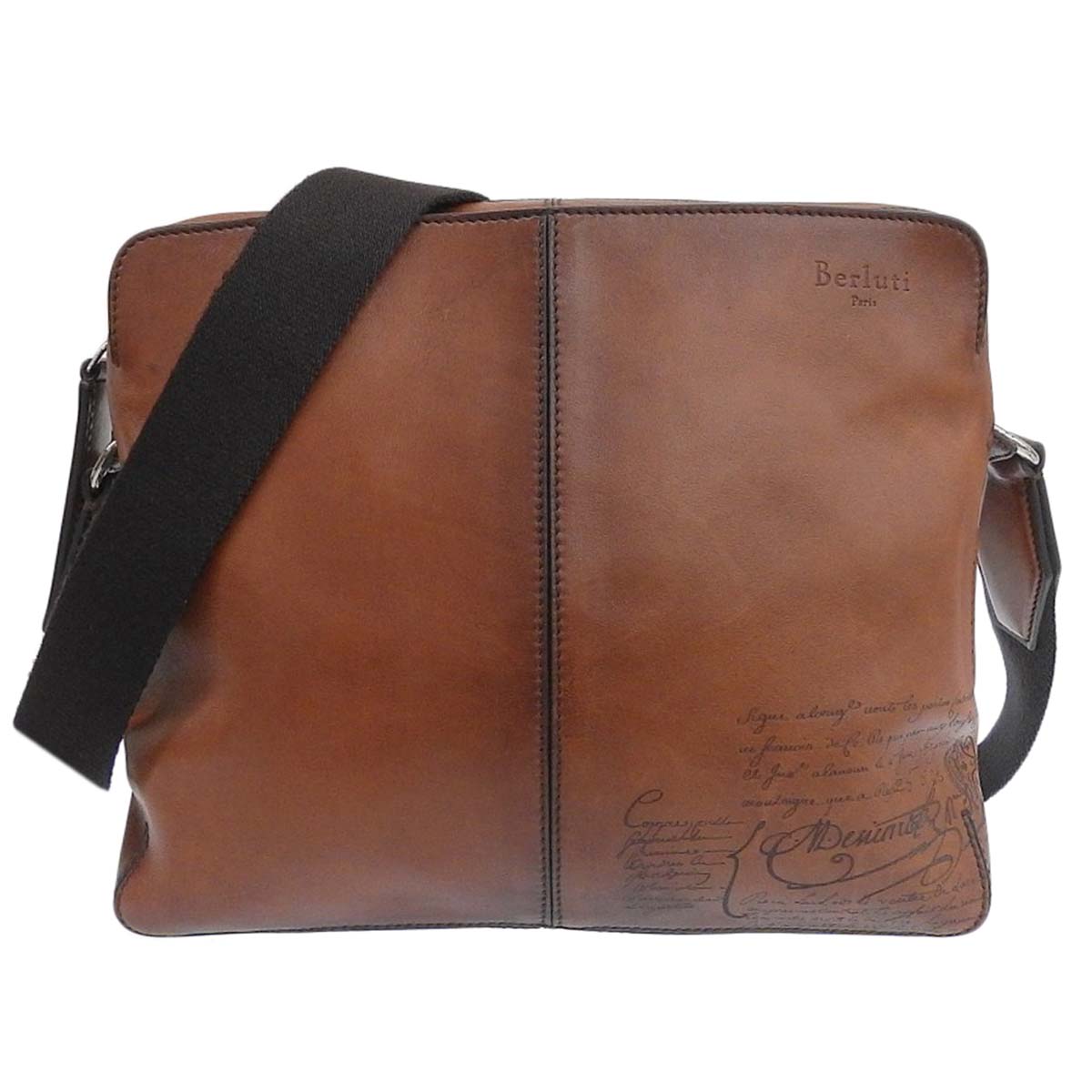 ベルルッティ BERLUTI カリグラフィ ショルダーバッグ レザー ブラウン系 メンズ 4296