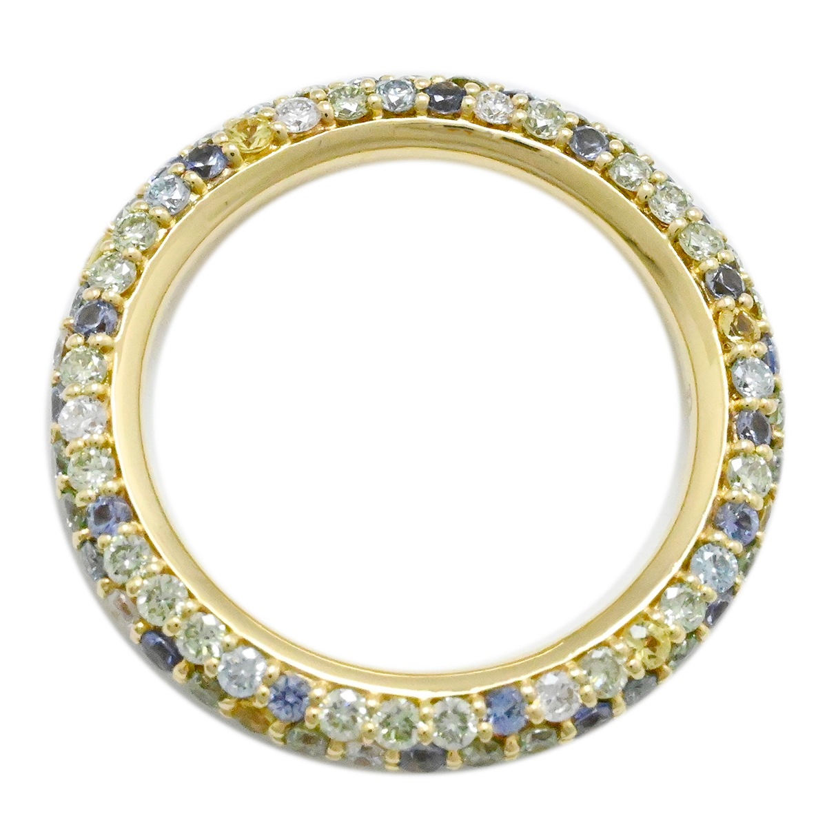 ポンテヴェッキオ Ponte Vecchio エテルノ フルエタニティ 750YG イエローゴールド ダイヤ0.14ct 0.16ct 0.65 サファイア0.65ct サイズ10 2001