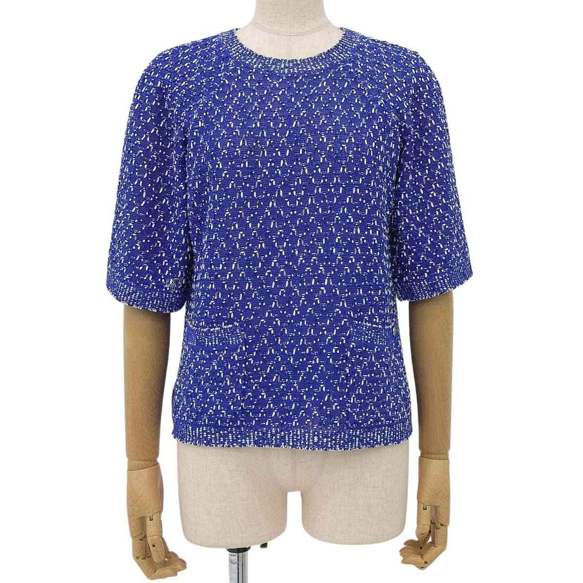 【正規品】CHANEL/シャネル★ココマーク編み柄半袖コットンニット38 シャネル CHANEL ココマーク 透かし編み 半袖 サマーニット シルク