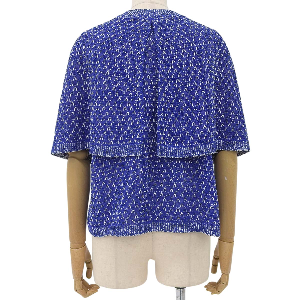 シャネル CHANEL ココマーク 透かし編み 半袖 サマーニット シルク コットン ブルー 38 レディース 4708