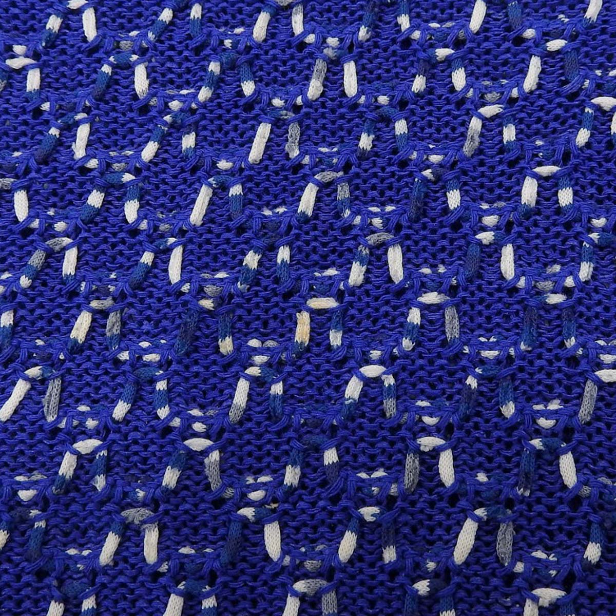 シャネル CHANEL ココマーク 透かし編み 半袖 サマーニット シルク コットン ブルー 38 レディース 4708