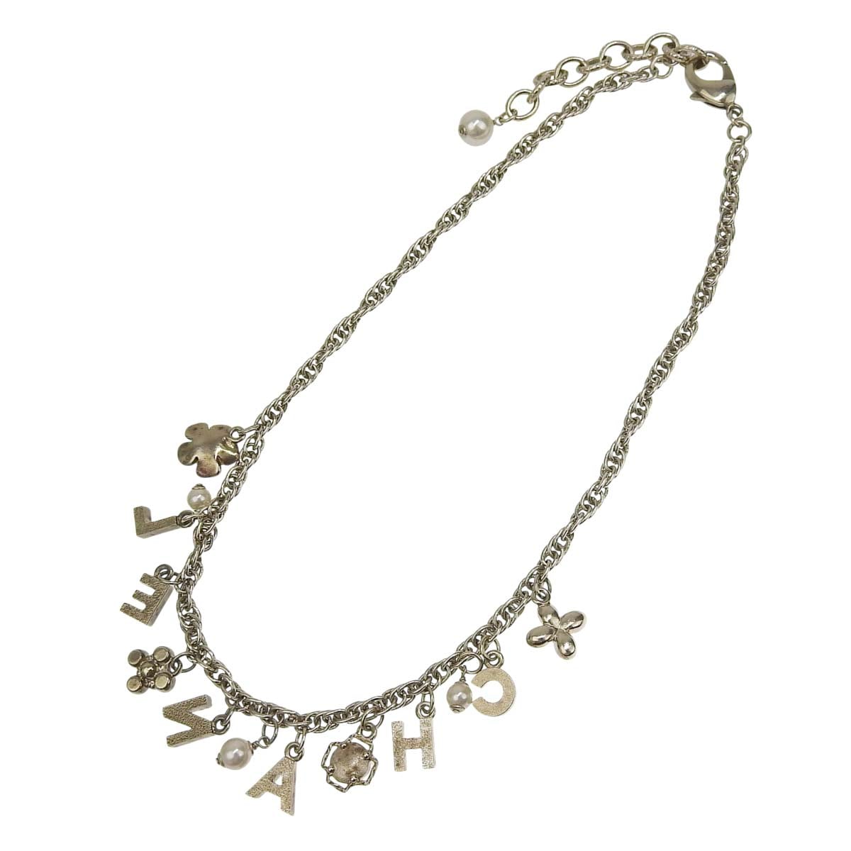シャネル CHANEL ロゴ カメリア チャーム ネックレス メタル ラインストーン フェイクパール シャンパンゴールド レディース 19C 4709