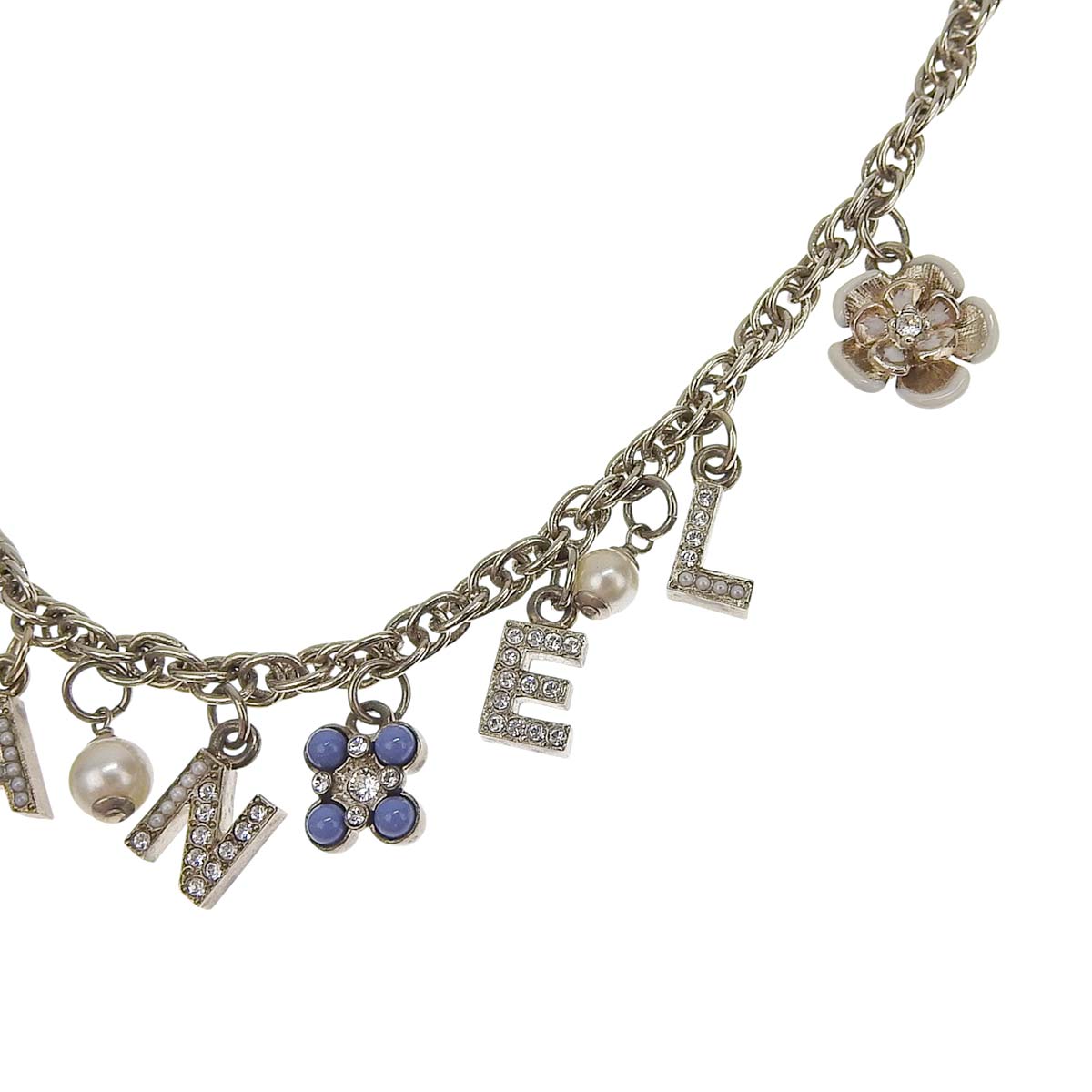 シャネル CHANEL ロゴ カメリア チャーム ネックレス メタル ライン