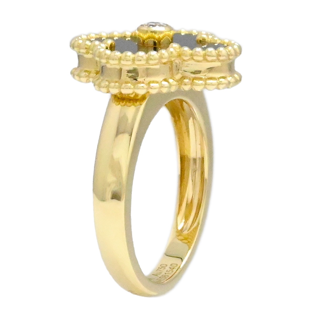 ヴァンクリーフ＆アーベル VanCleef&Arpels 750YG イエローゴールド ヴィンテージアルハンブラ オニキス ダイヤ リング サイズ48  2003